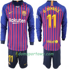 Koszulka FC Barcelona O. Dembele 11 Dziecięcy Domowe Koszulki Piłkarskie 2018-2019 Długi Rękaw